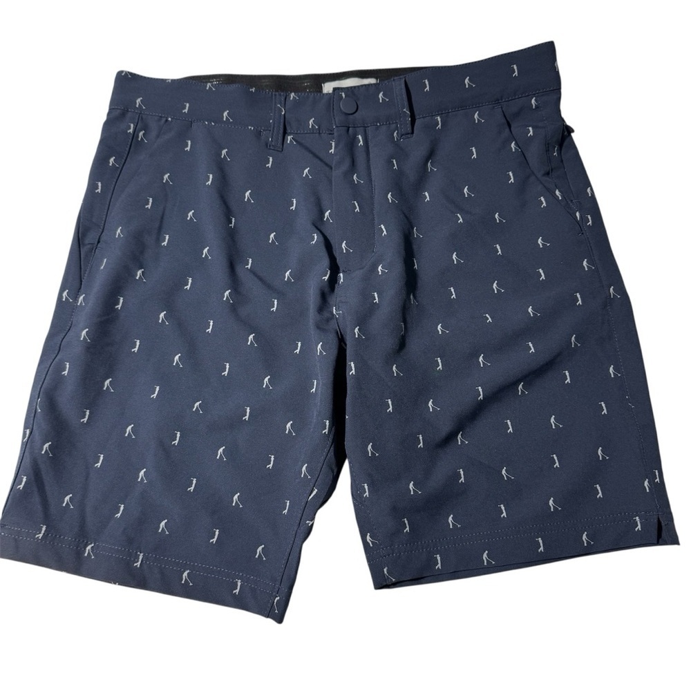 Tee Time Golf Shorts Navy Blue with White Golfer Dots Size 34